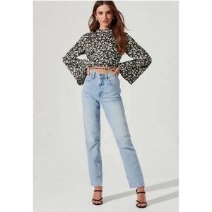 Astr Black and White Floral Blouse